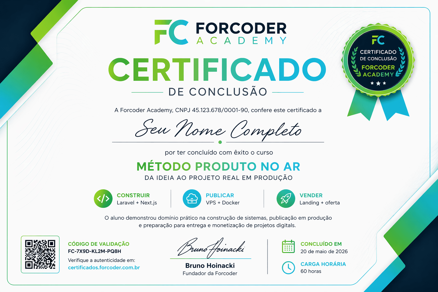 Modelo do certificado de conclusão